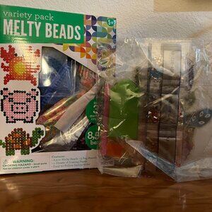 DIY Craft Bundle: Melty Beads Animal Kit, Diamond Painting Flower Pot Kit NEW